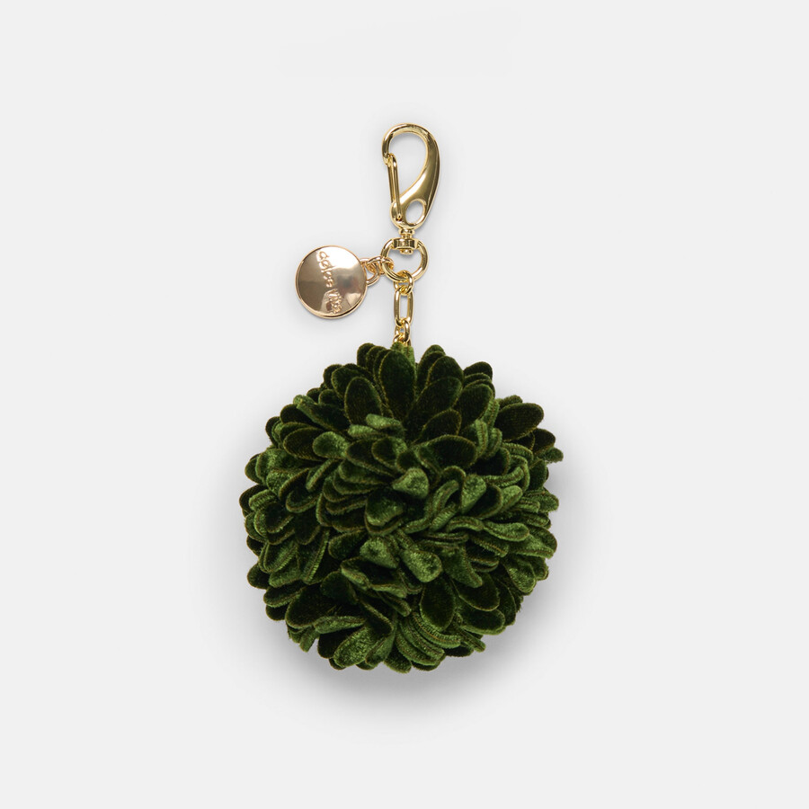 ciondolo per borsa con pompon verde scuro