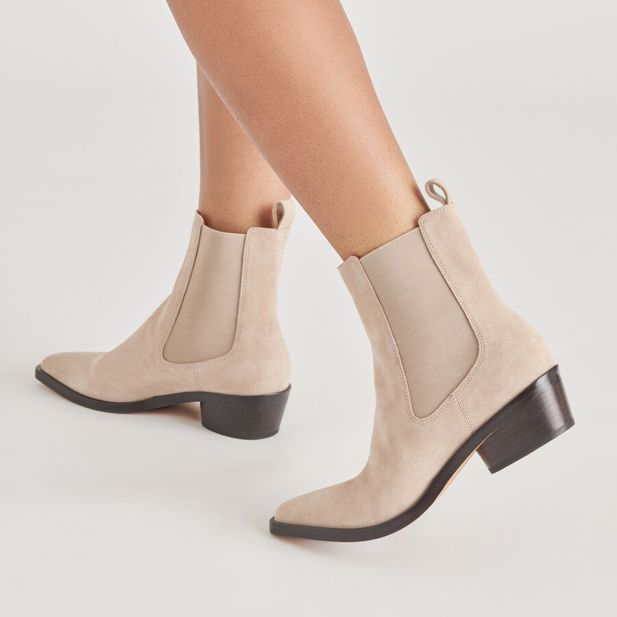 stivaletti foster in pelle scamosciata color talpa
