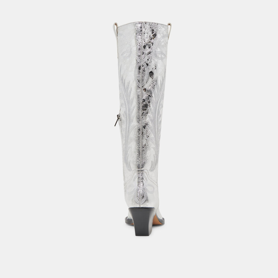 stivali ryatt in pelle invecchiata color argento