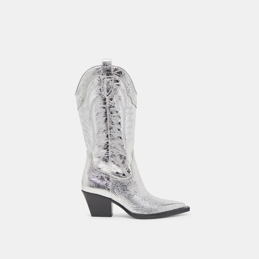 stivali ryland in pelle invecchiata color argento