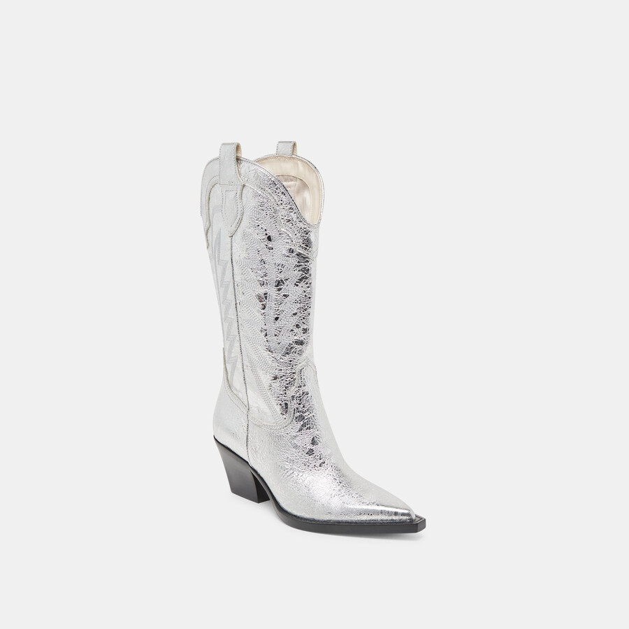 stivali ryland in pelle invecchiata color argento