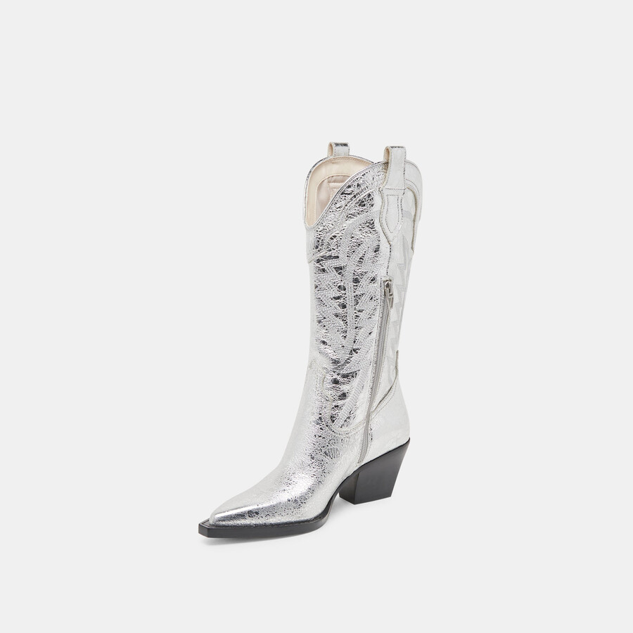 stivali ryland in pelle invecchiata color argento