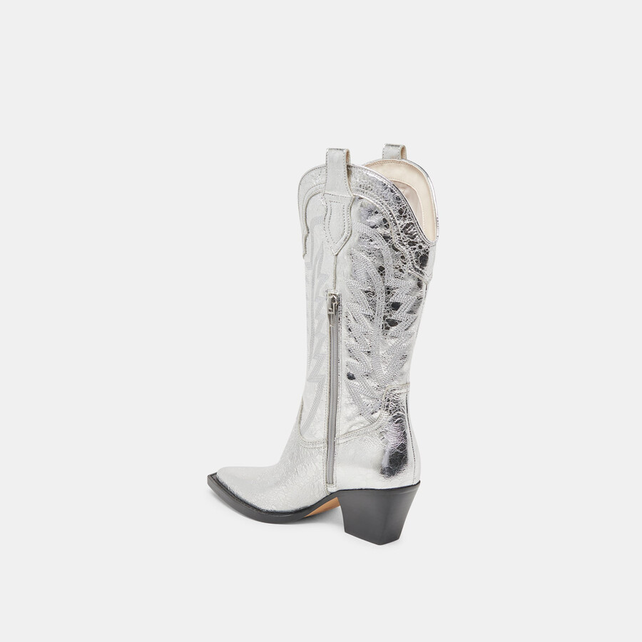 stivali ryland in pelle invecchiata color argento