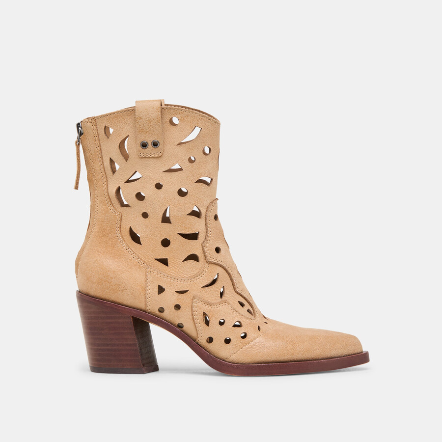 zenobi booties camel distressed leather