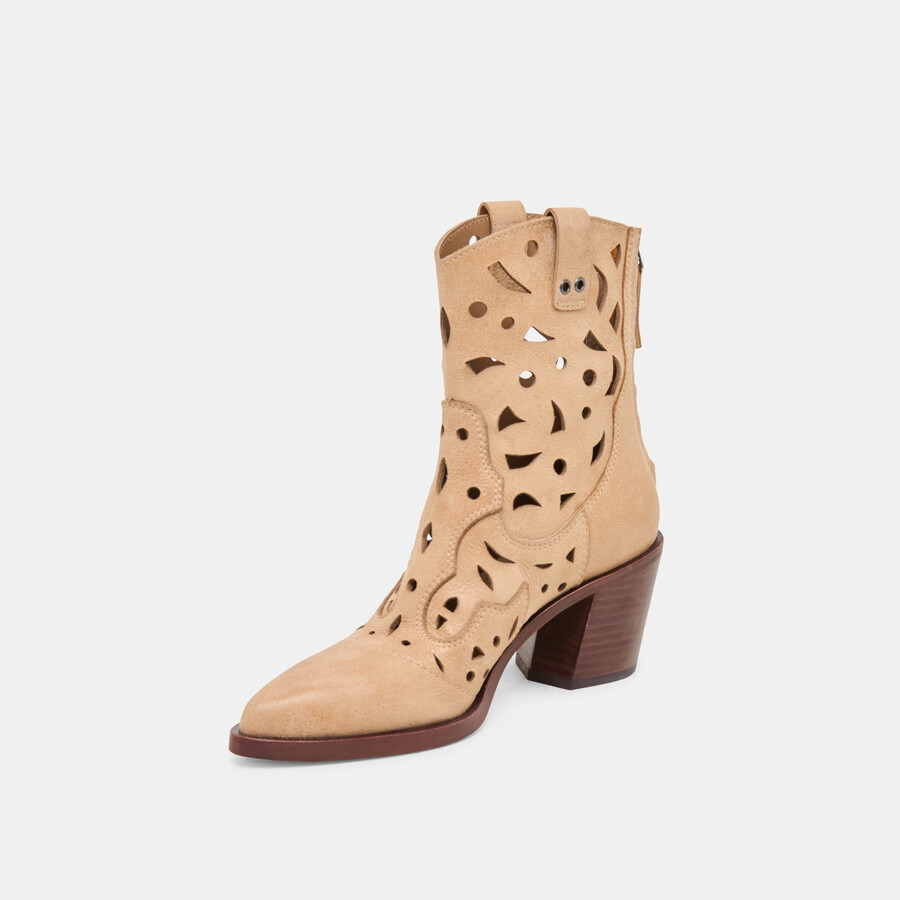 zenobi booties camel distressed leather