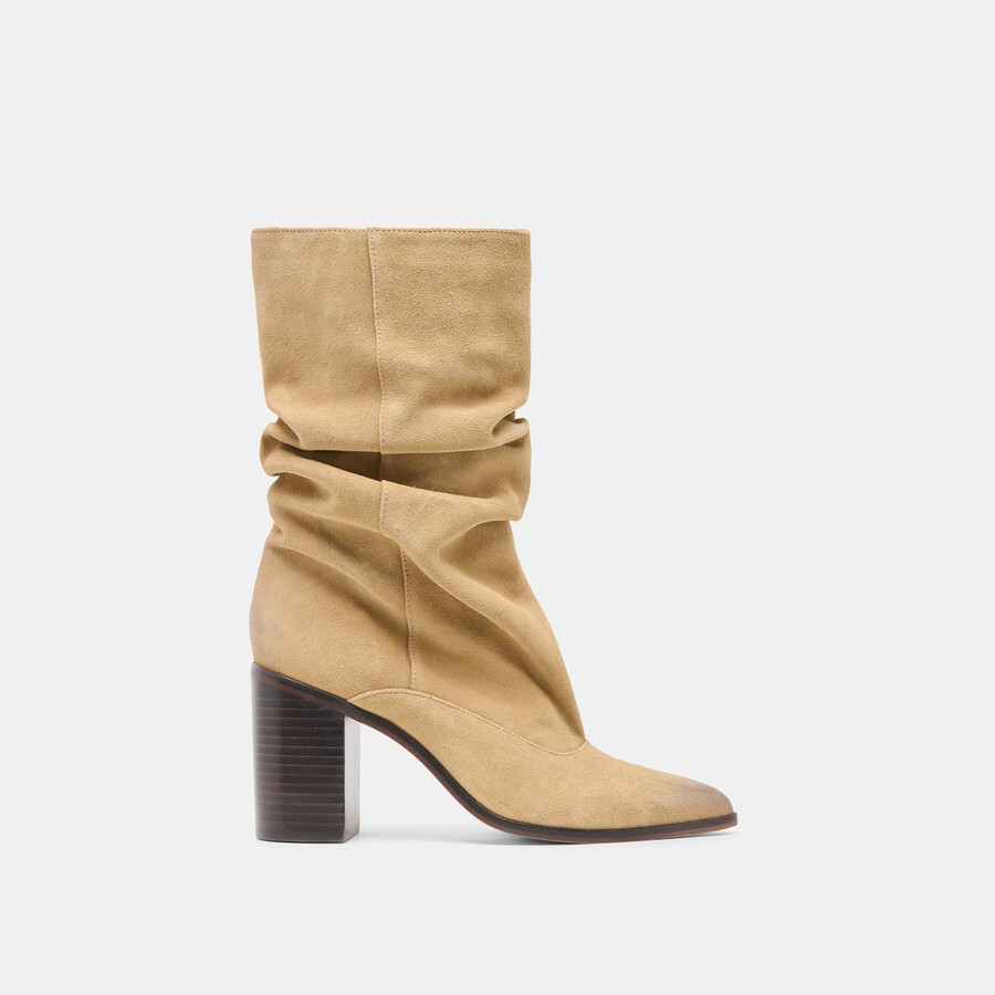 stivali talina in pelle scamosciata color talpa scuro