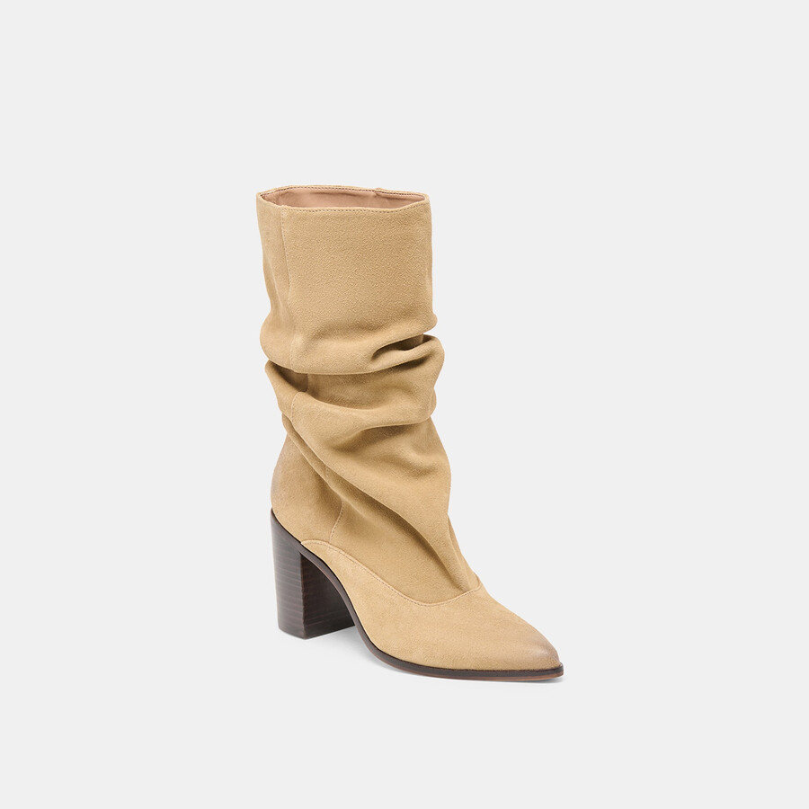 stivali talina in pelle scamosciata color talpa scuro