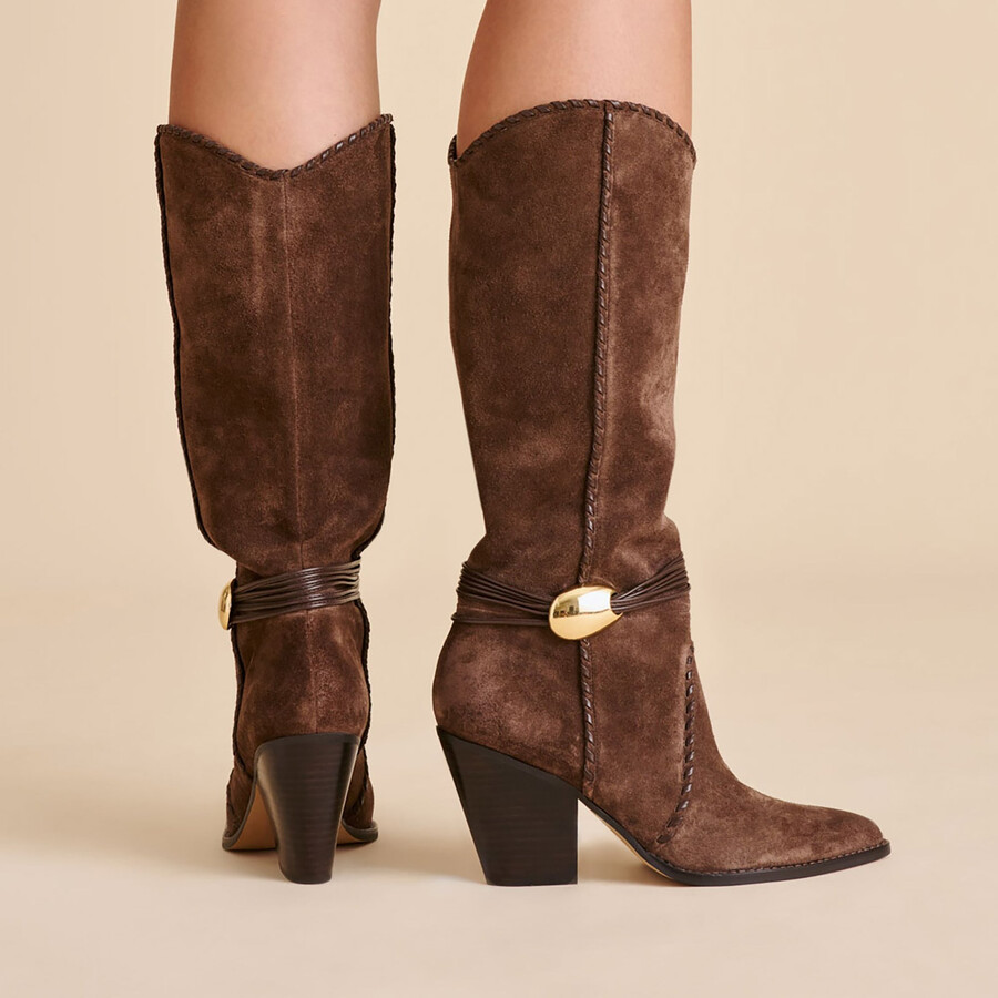 stivali jody in pelle scamosciata marrone scuro