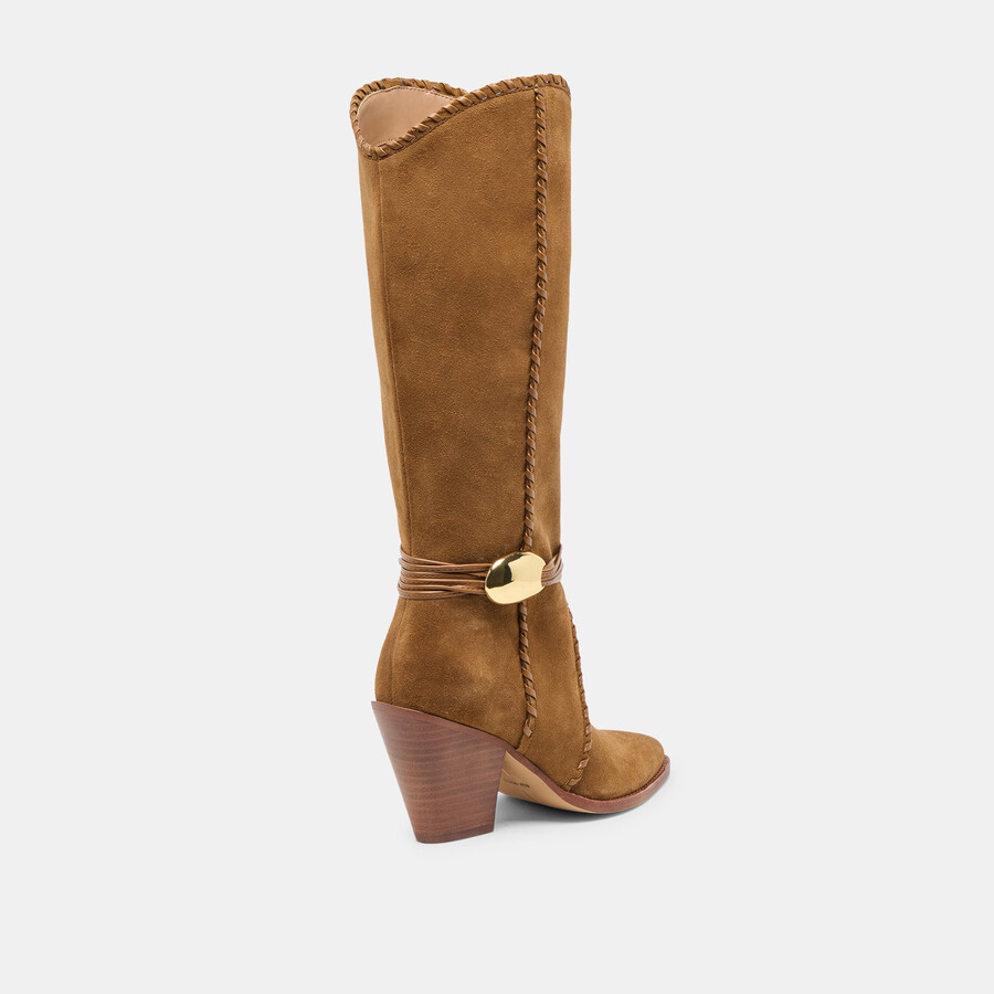 stivali jody in pelle scamosciata marrone chiaro con polpaccio largo