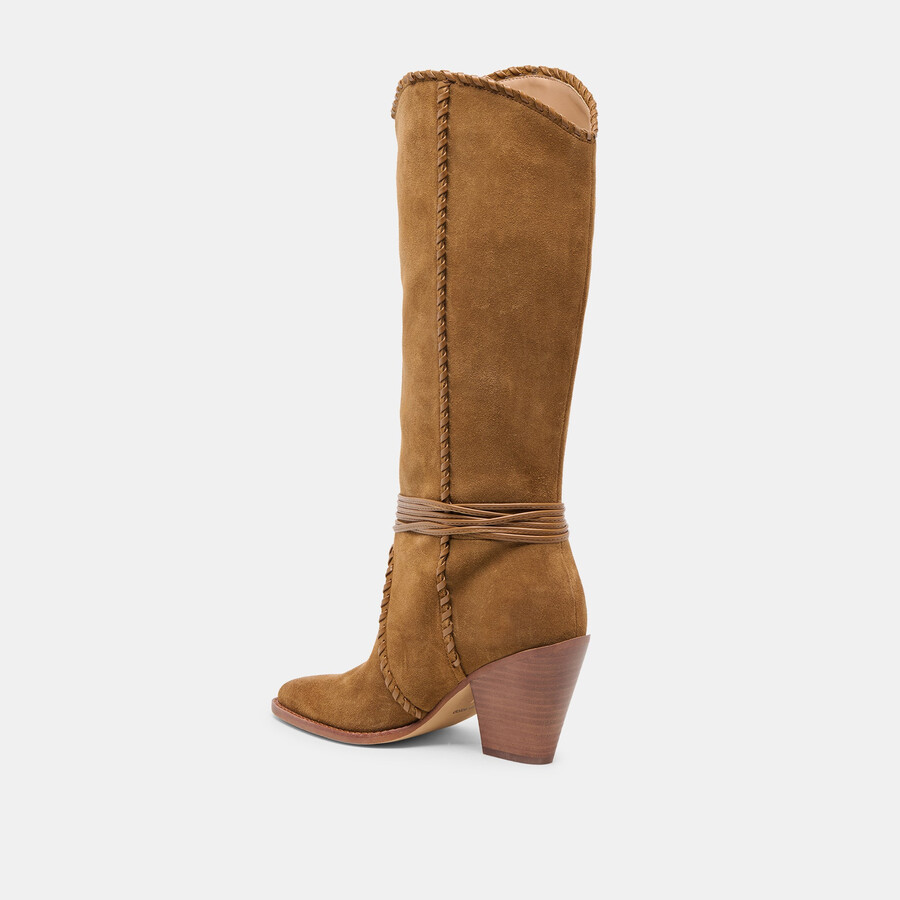 stivali jody in pelle scamosciata marrone chiaro con polpaccio largo