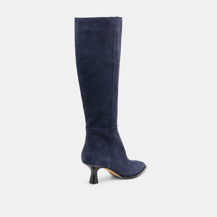 stivali auggie con polpaccio largo in pelle scamosciata blu navy