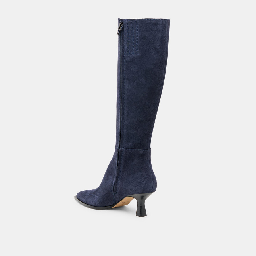 stivali auggie con polpaccio largo in pelle scamosciata blu navy