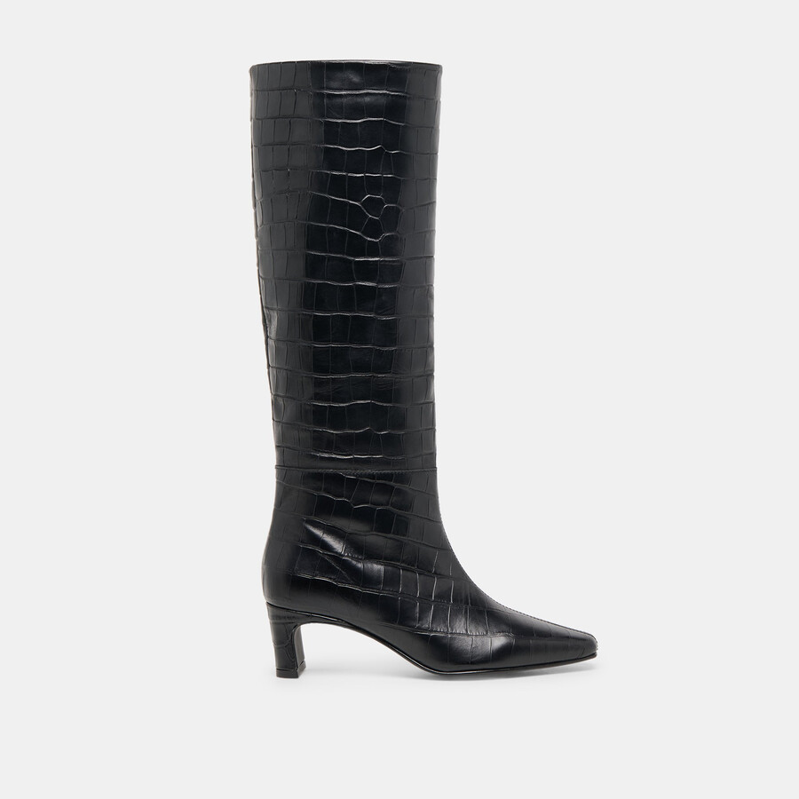 stivali trixi noir in pelle goffrata coccodrillo