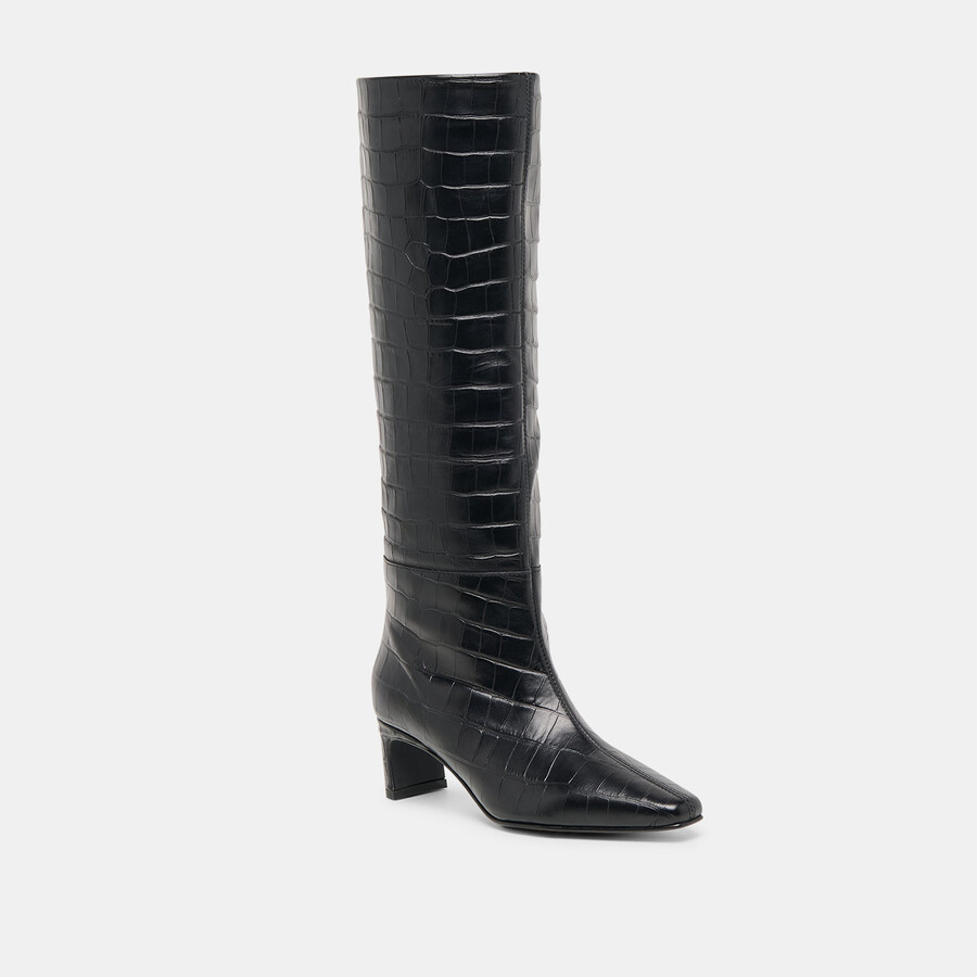 stivali trixi noir in pelle goffrata coccodrillo