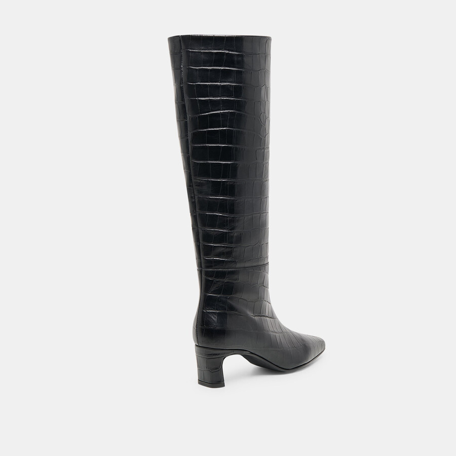 stivali trixi noir in pelle goffrata coccodrillo