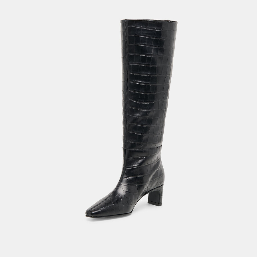 stivali trixi noir in pelle goffrata coccodrillo