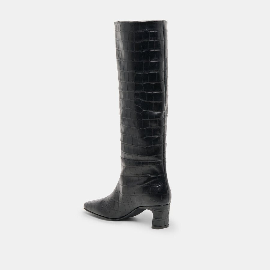 stivali trixi noir in pelle goffrata coccodrillo