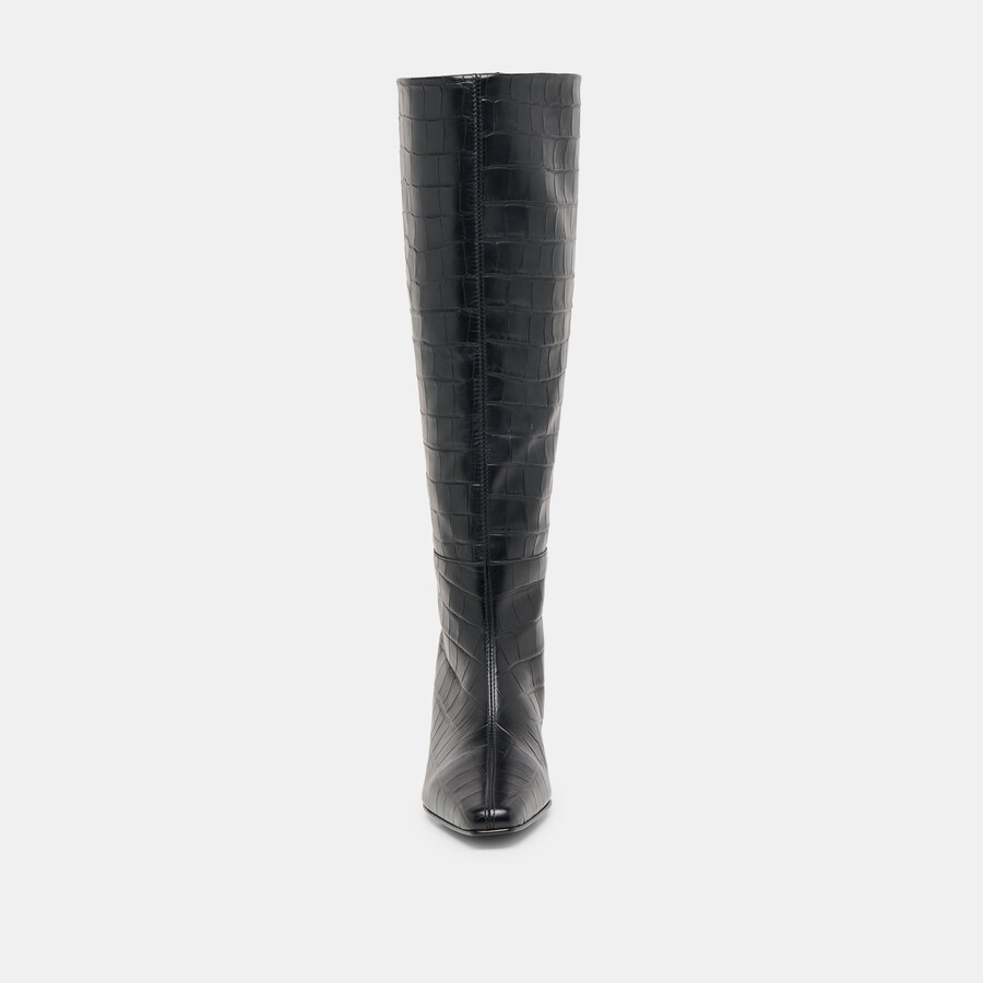 stivali trixi noir in pelle goffrata coccodrillo