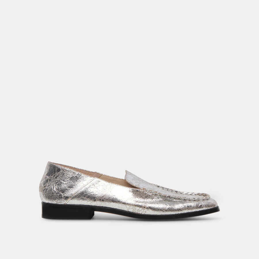 beny flats in pelle invecchiata color argento