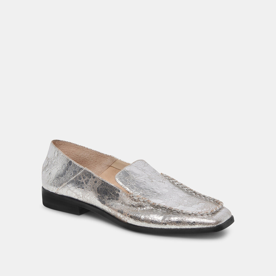 beny flats in pelle invecchiata color argento