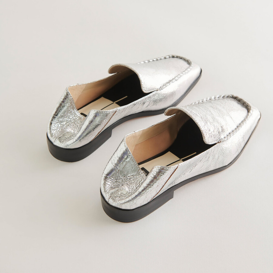 beny flats in pelle invecchiata color argento