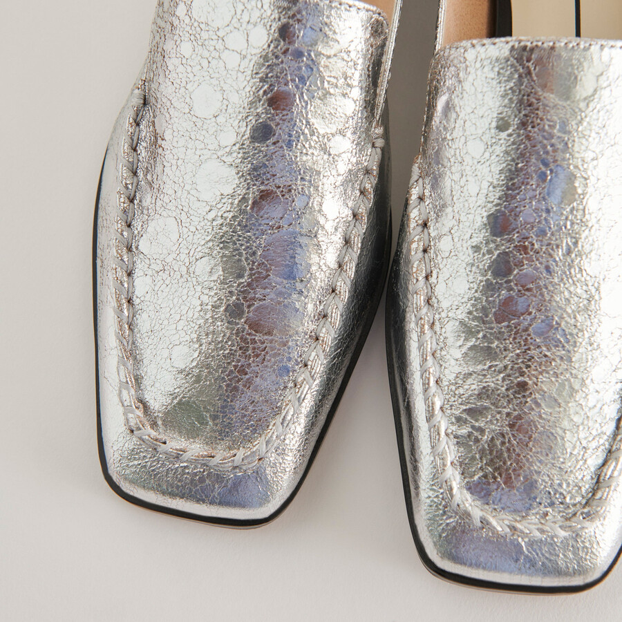 beny flats in pelle invecchiata color argento
