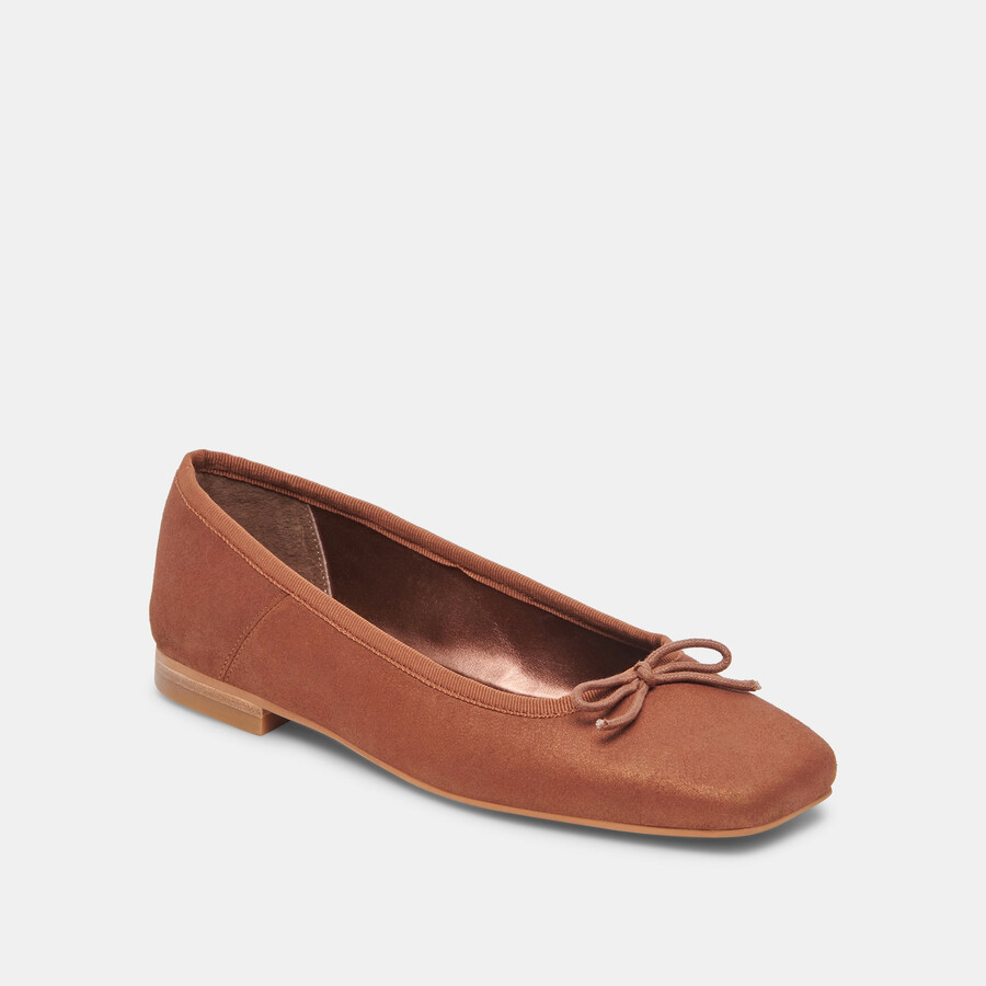 ballerine larghe anisa in camoscio metallizzato color rame