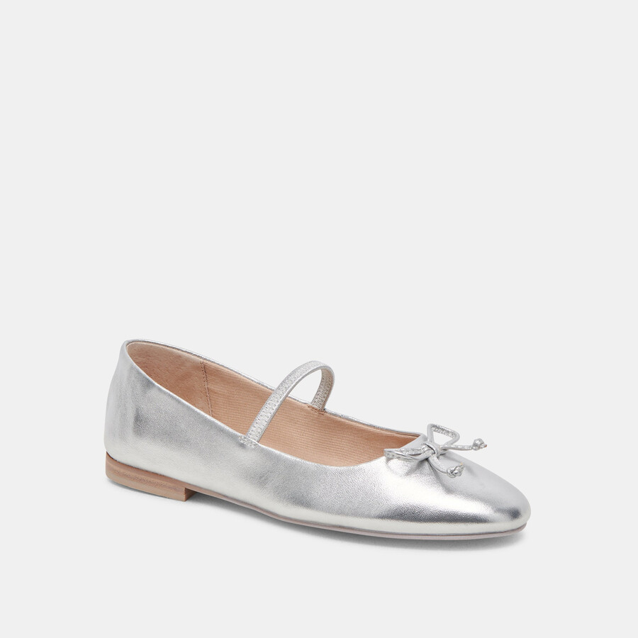 ballerine carin in pelle metallizzata argento