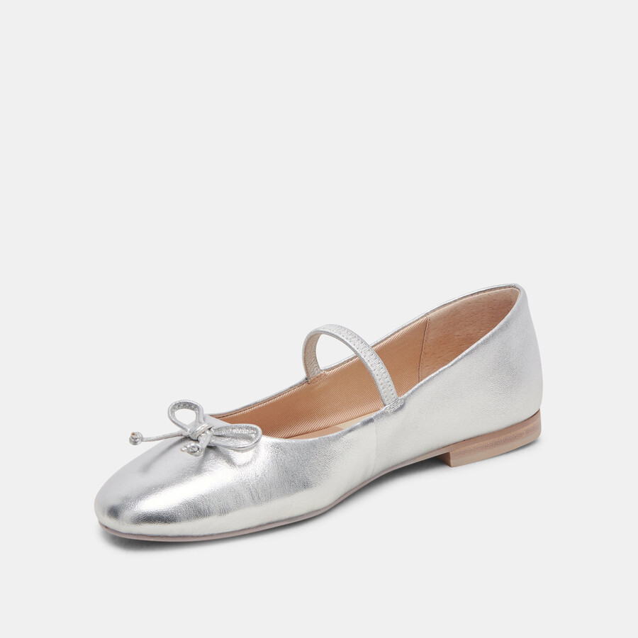 ballerine carin in pelle metallizzata argento