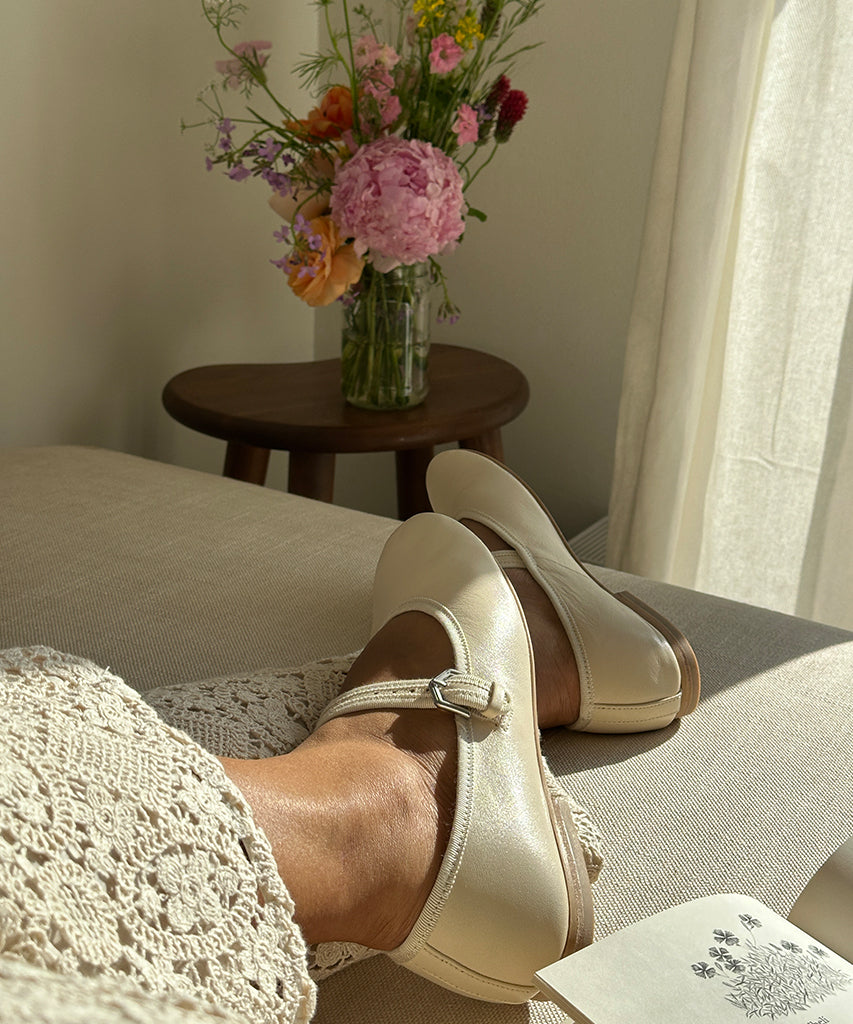 ballerine roslyn in pelle color crema