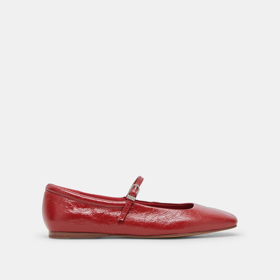 ballerine larghe reyes in vernice rossa stropicciata