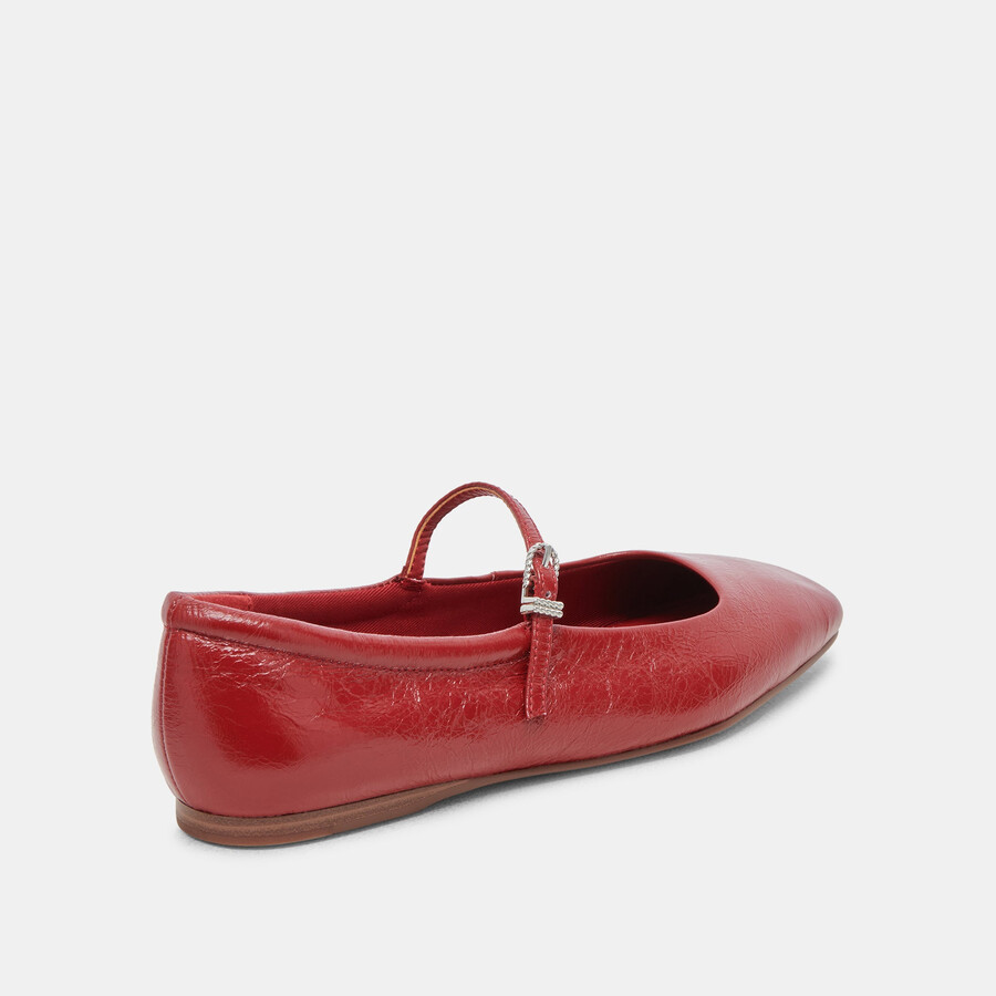 ballerine larghe reyes in vernice rossa stropicciata