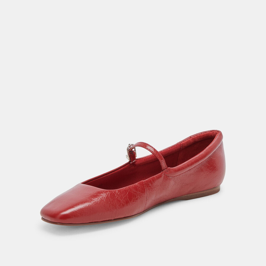 ballerine larghe reyes in vernice rossa stropicciata