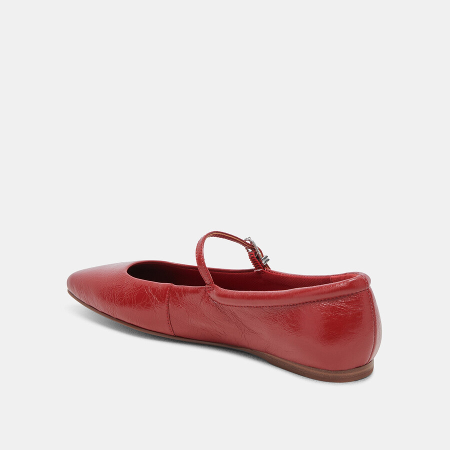 ballerine larghe reyes in vernice rossa stropicciata