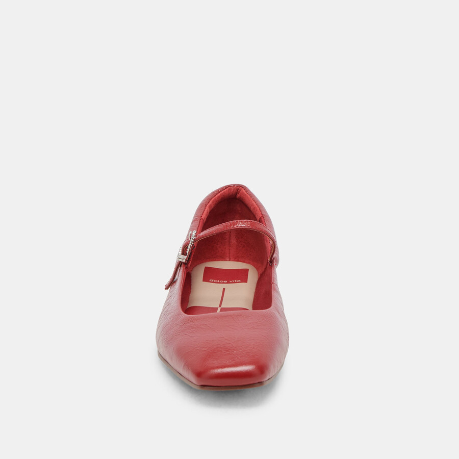 ballerine larghe reyes in vernice rossa stropicciata