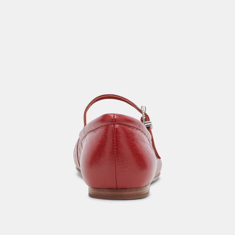 ballerine larghe reyes in vernice rossa stropicciata