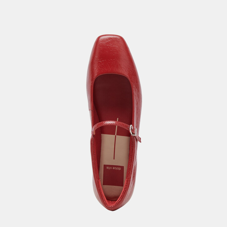 ballerine larghe reyes in vernice rossa stropicciata