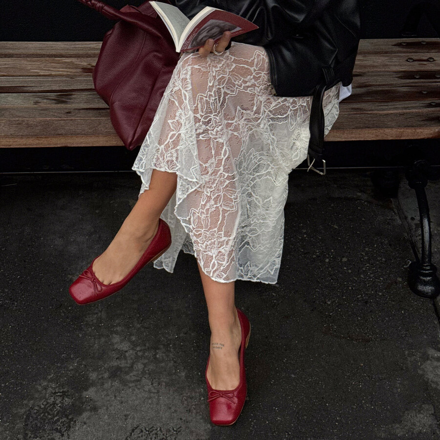ballerine anisa in vernice rossa stropicciata