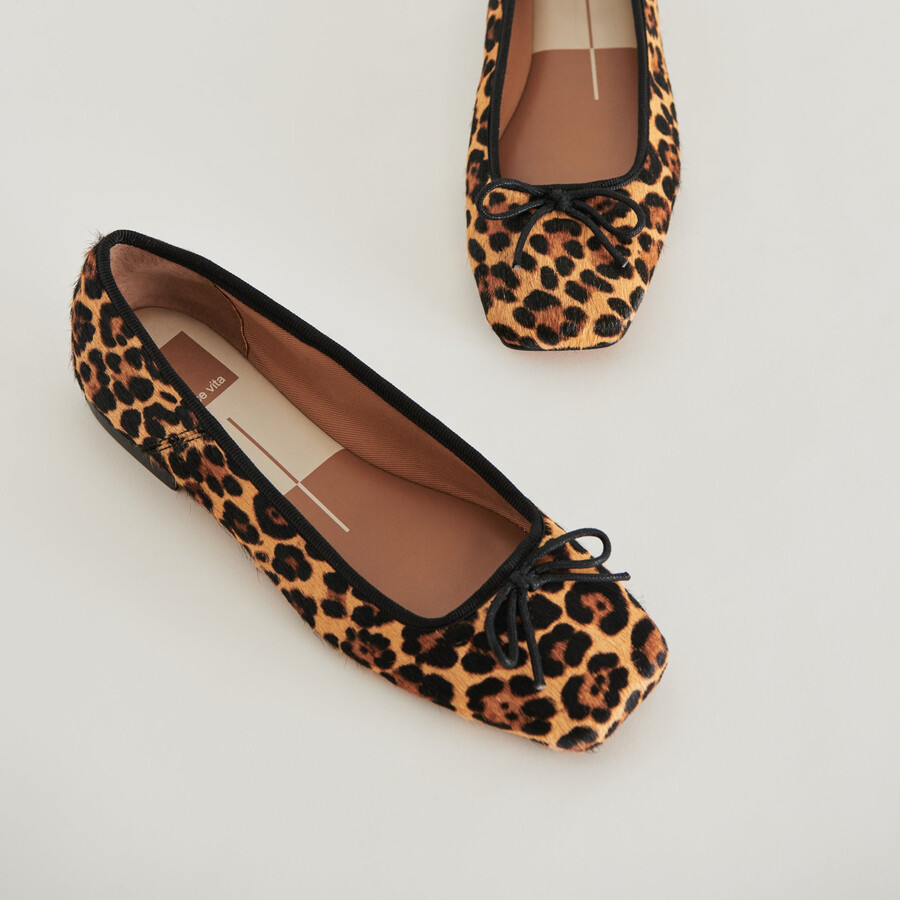 ballerine anisa in pelle di vitello leopardata scura