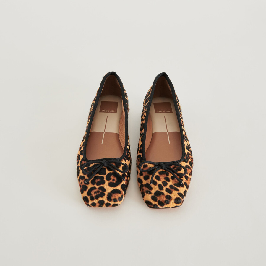 ballerine anisa in pelle di vitello leopardata scura