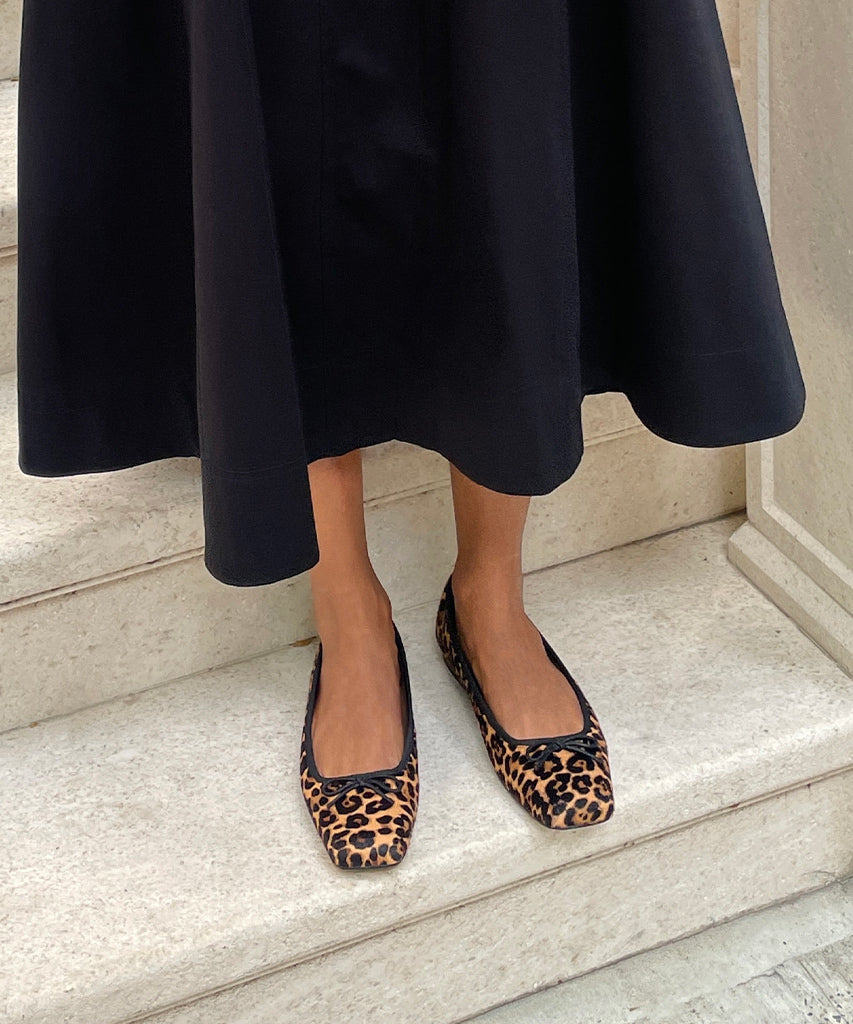 ballerine anisa in pelle di vitello leopardata scura