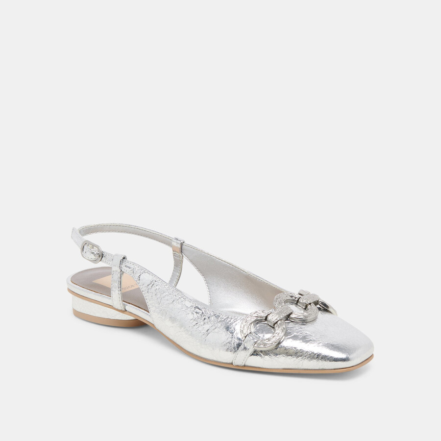 ramano flats in pelle invecchiata color argento
