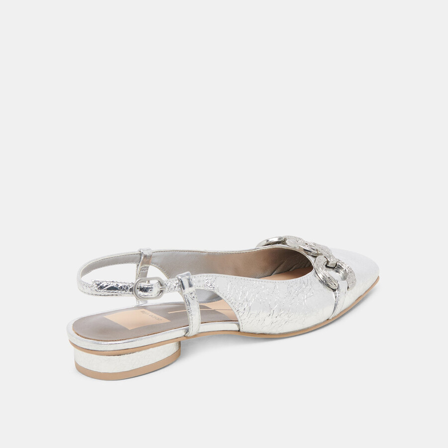 ramano flats in pelle invecchiata color argento
