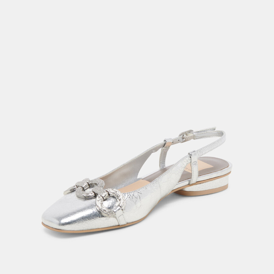 ramano flats in pelle invecchiata color argento