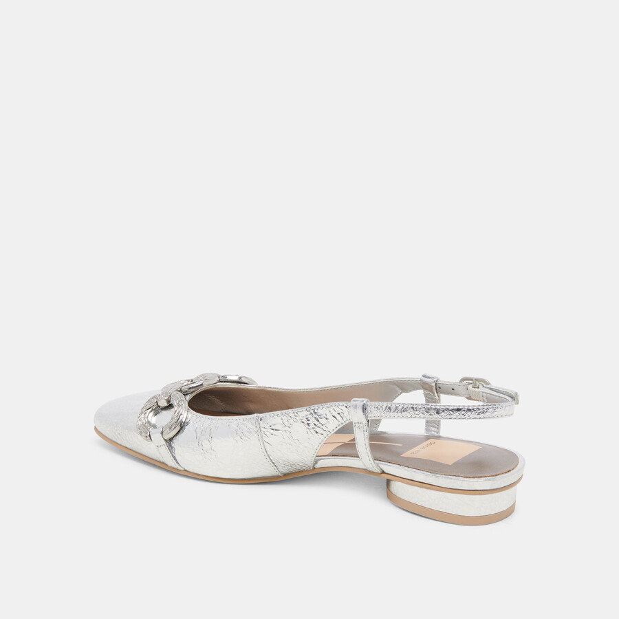 ramano flats in pelle invecchiata color argento