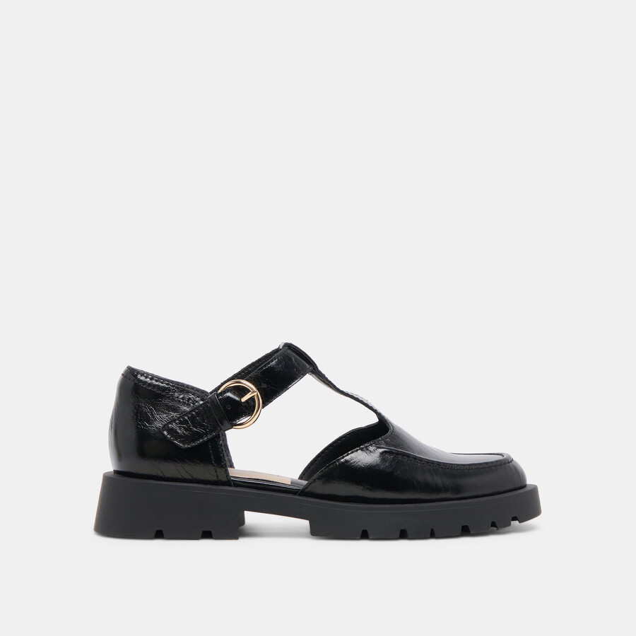 emilio flats midnight crinkle patent leather