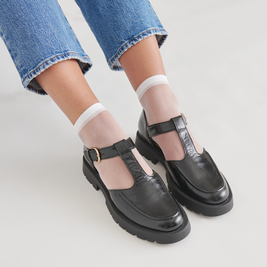 emilio flats midnight crinkle patent leather