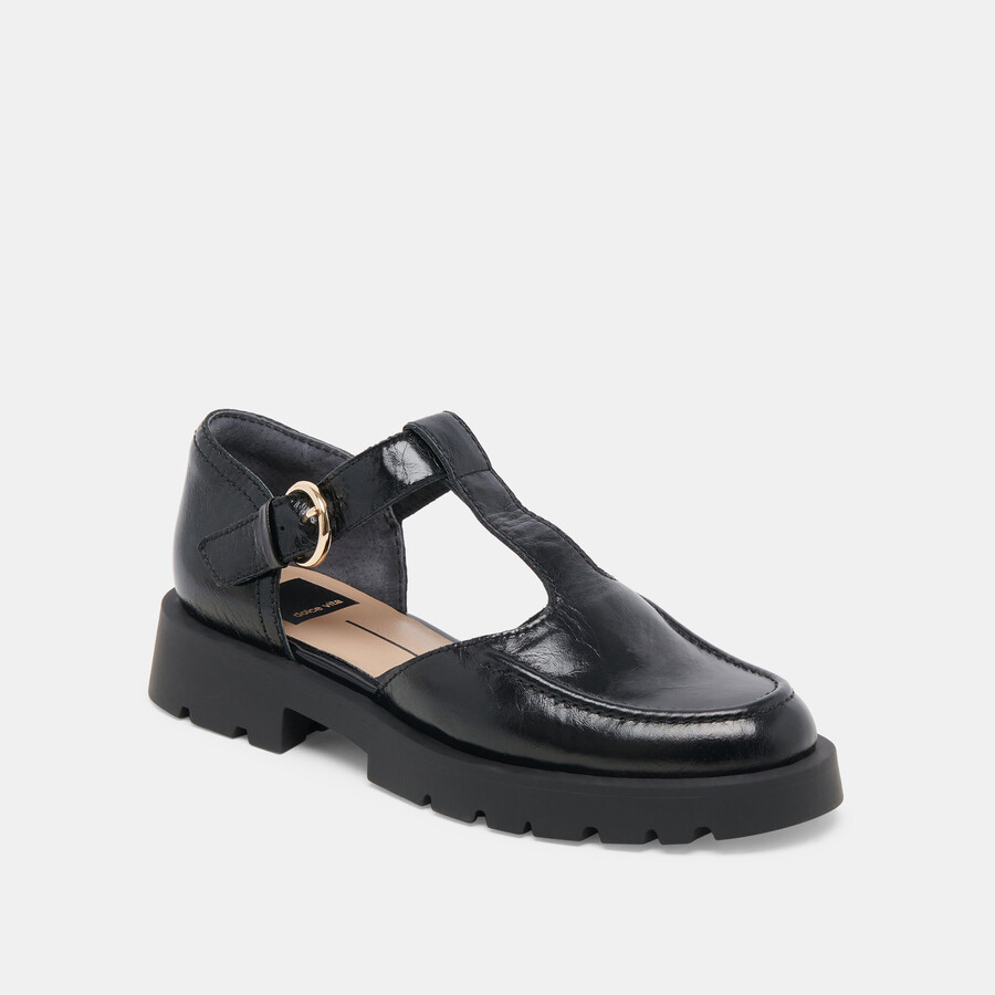 emilio flats midnight crinkle patent leather