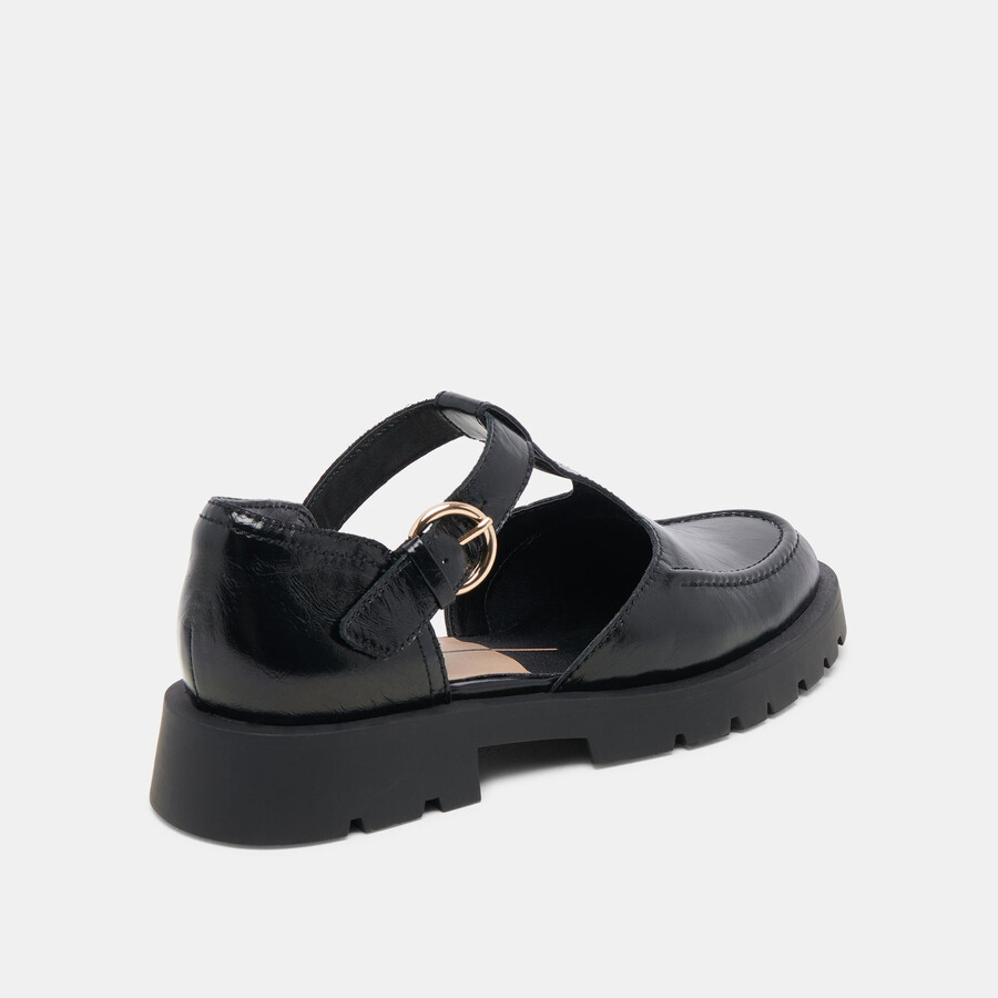 emilio flats midnight crinkle patent leather