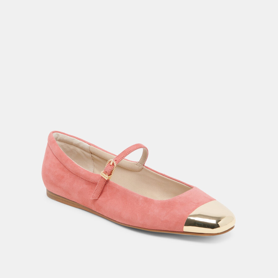 ballerine con punta reyes in pelle scamosciata color corallo